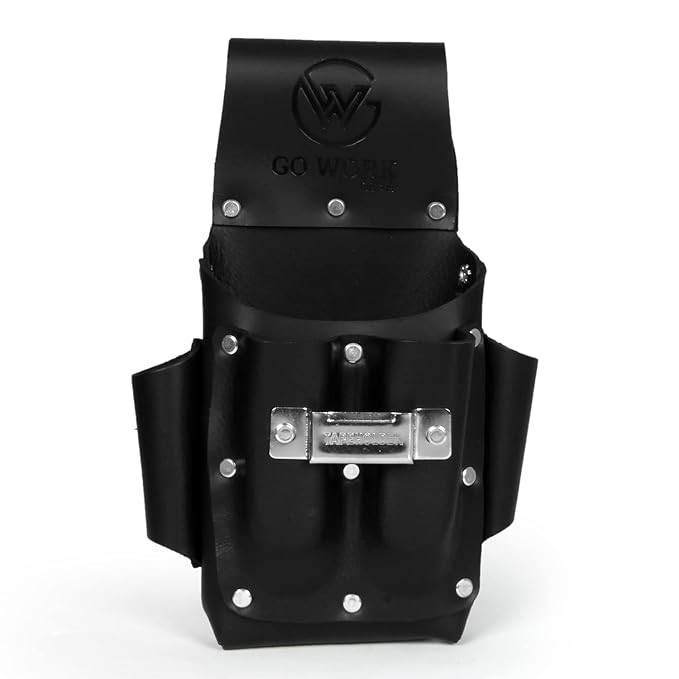 Go Work Gear 3 Pocket Saddle Leather Tool Holder/Bag for Electricians, Plumbers, Carpenters,Engineers And Gardeners