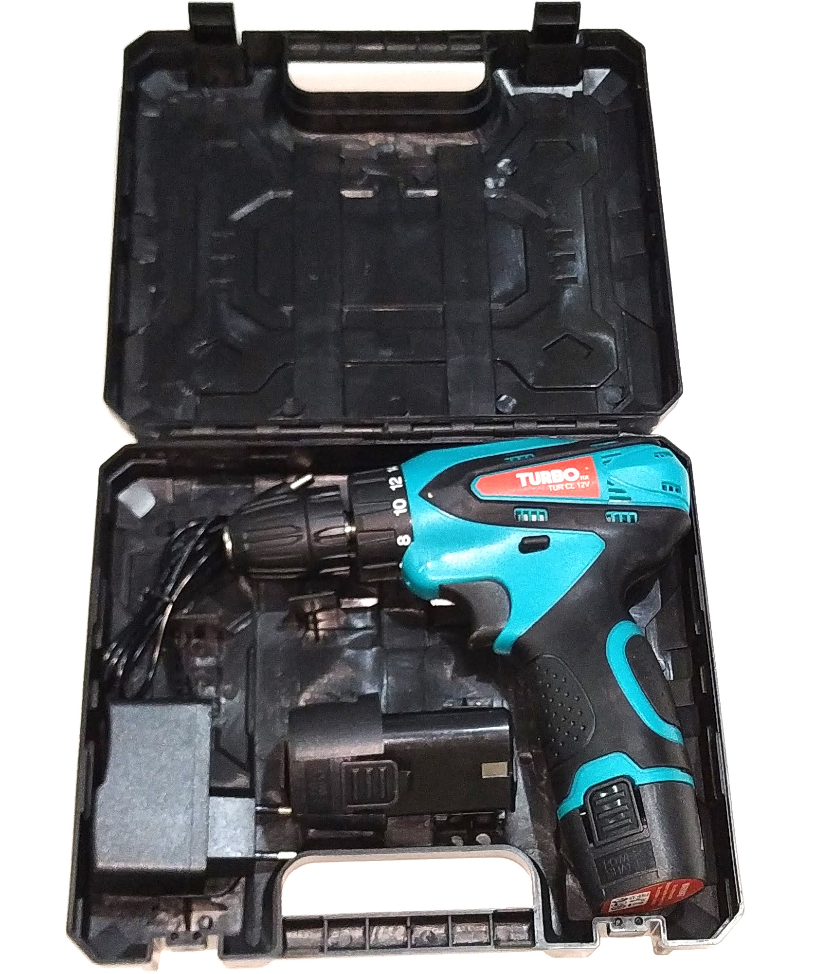 Turbo 12V Cordless Drill with 2 Batteries and Charger