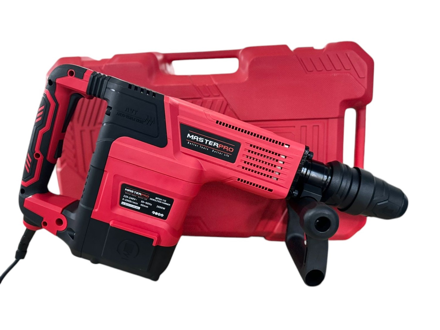 MasterPro 11Kg Demoliton Hammer 2600W Heavy Duty with 1Pcs Chisels and Heavy Duty BMC Box