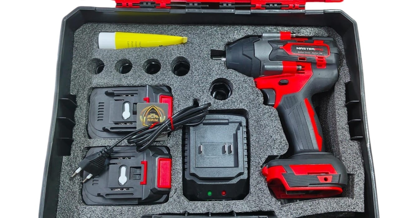 MasterPro 21V Cordless Brushless Impact Wrench with 800NM Torque and Sockets