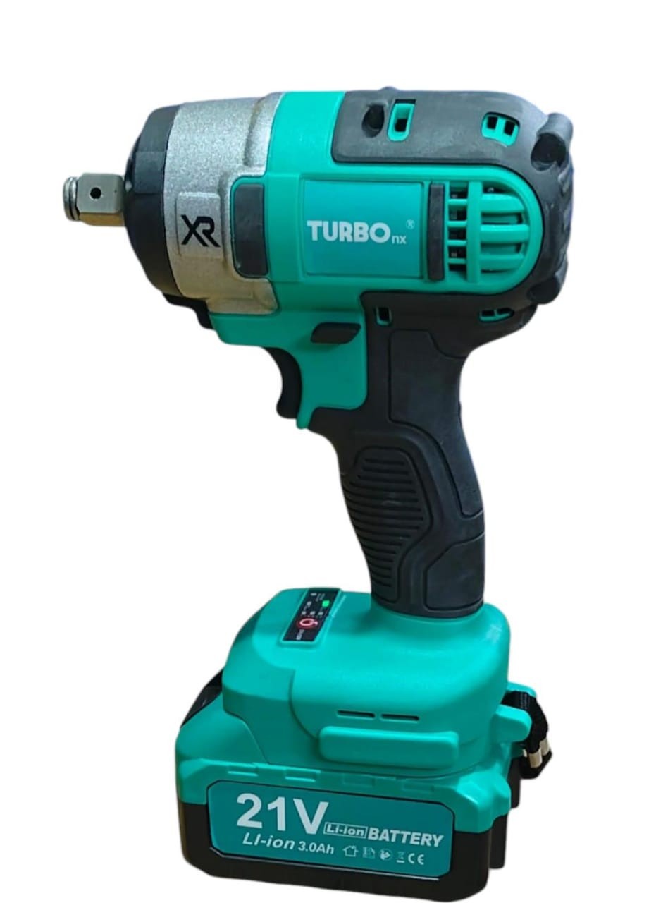 Turbo 21V Cordless Brushless Impact Wrench 350NM with 2 Batteries and Socket